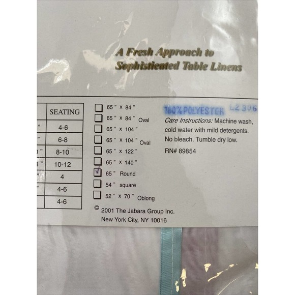 JABARA * Round Table Cloth 65" White w/ Multicolor Ribbons & Flowers * (A1-2) - Picture 2 of 2